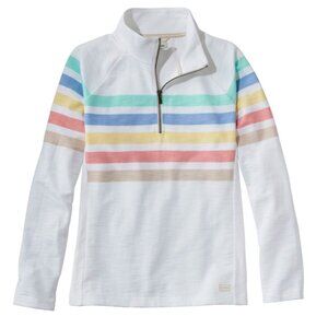 L.L. Bean Women's Peaks Island Quarter-Zip Pullover, Stripe Size M